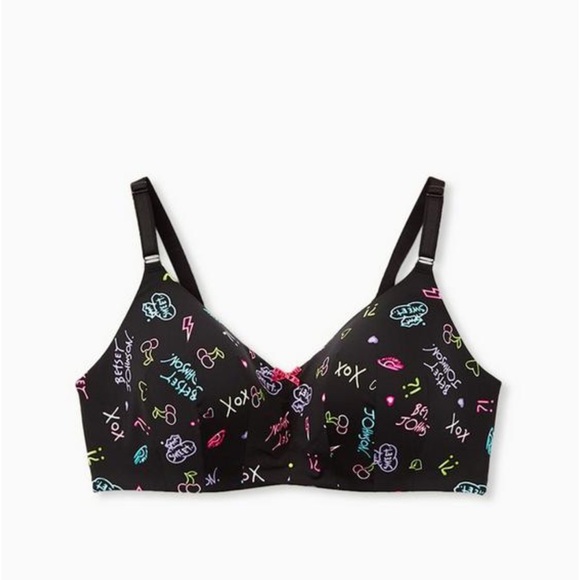 Torrid Betsey Johnson Neon Dream 360 Back Smoothing Lightly Wire Free Bra 44B - Picture 3 of 4